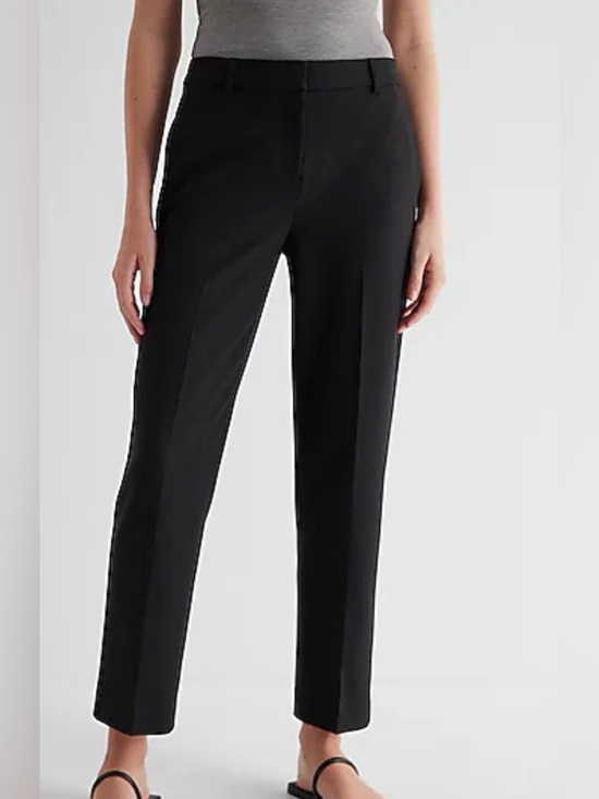 Express Pants - Express Editor Straight Ankle Mid-Rise Pants Black Size 14 Short